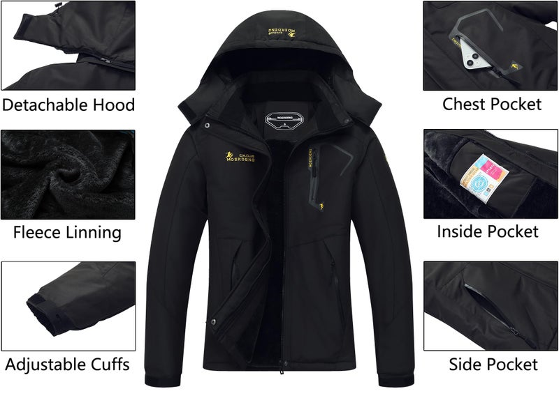 MOERDENG Women's Waterproof Ski Jacket Warm Winter Snow Coat Mountain Windbreaker Hooded Raincoat Jacket - Image 4
